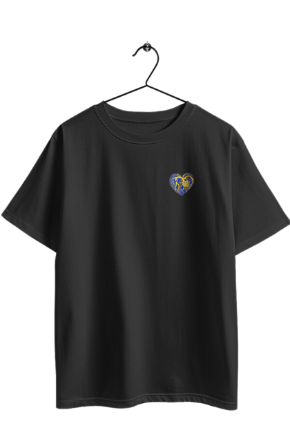 Футболка оверсайз з принтом "Серця незламних". Жрвто синій, незламні, серце, символіка, україна. 2070702