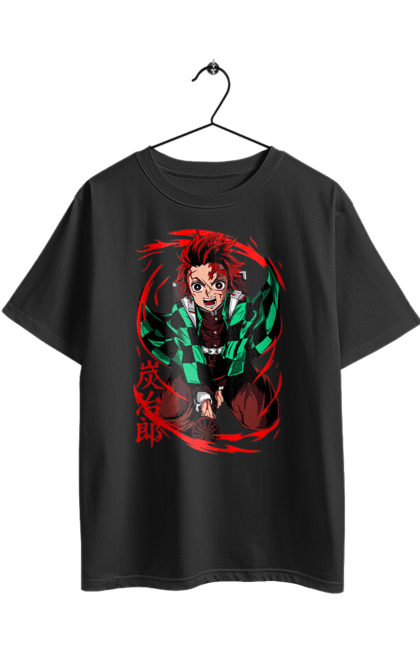 Футболка оверсайз з принтом "Винищувач Демонів Танджіро". Demon slayer, kamado tanjiro, kimetsu no yaiba, аніме, винищувач демонів, манга, танджіро, танджіро камадо. 2070702