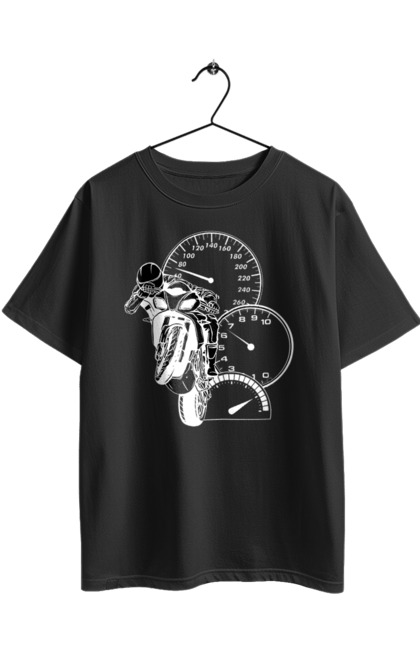 Oversized t-shirt with prints Motorcycle And Speed White. Moto, motorcycle, speed. 2070702