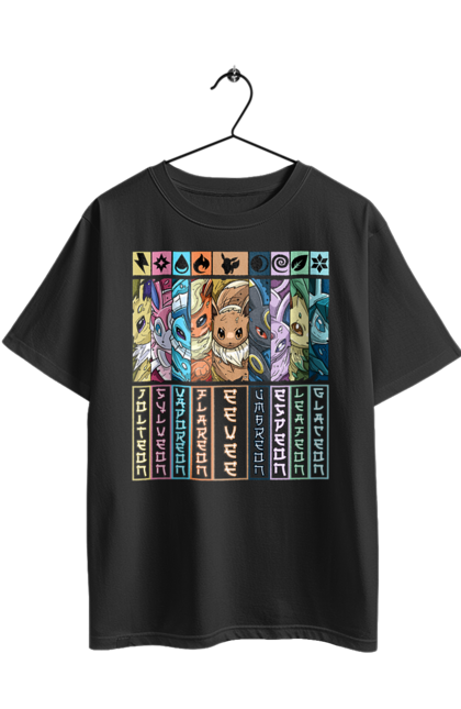 Oversized t-shirt with prints Pokemon Eeveelutions. Eevee, eeveelutions, nintendo, pokemon, pokemon go, umbreon. 2070702