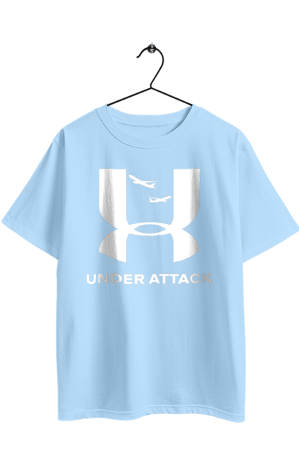 Футболка оверсайз з принтом "Under Attack white". Андер армор, бренди, гумор, приколи, прикольні, ундер армор. 2070702