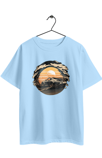 Футболка оверсайз с принтом Додж на закате. Авто, автомобиль, додж, машина, машины. 2070702