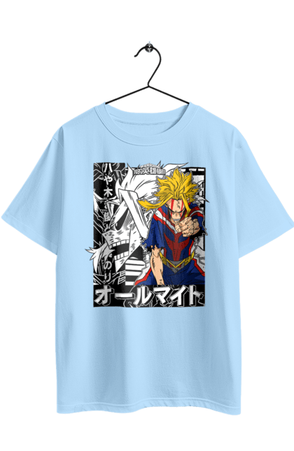 Футболка оверсайз з принтом "Моя академія героїв Всемогутній". All might, my hero academia, yagi toshinori, академія юей, аніме, всемогутній, манга, моя геройська академія, один за всіх, тошинорі ягі. 2070702