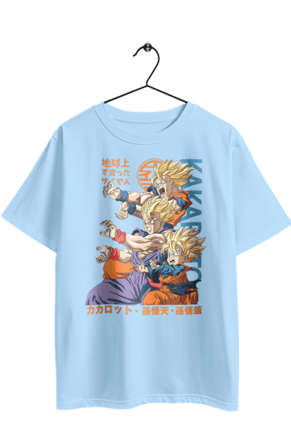 Oversized t-shirt with prints Dragon Ball. Anime, dragon ball, goku, manga, tv series, vegeta. 2070702