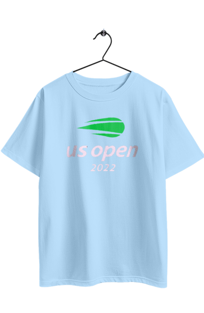 Oversized t-shirt with prints US Open 2022 tennis tournament. American championship, ball, hard, new york, open championship, players, prize fund, racket, tennis, tournament grid. 2070702