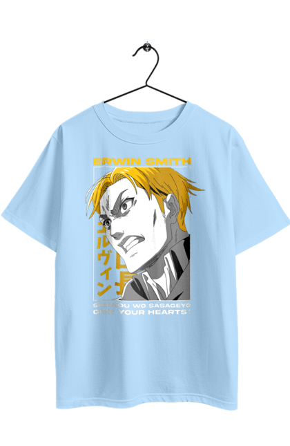 Oversized t-shirt with prints Attack on Titan Erwin. Anime, attack on titan, erwin, erwin smith, manga, shingeki no kyojin, survey corps. 2070702