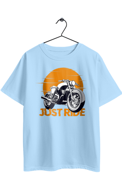 Футболка оверсайз з принтом "Мотоцикл, Просто Їдь". Дорога, їзда, мотоцикл. 2070702