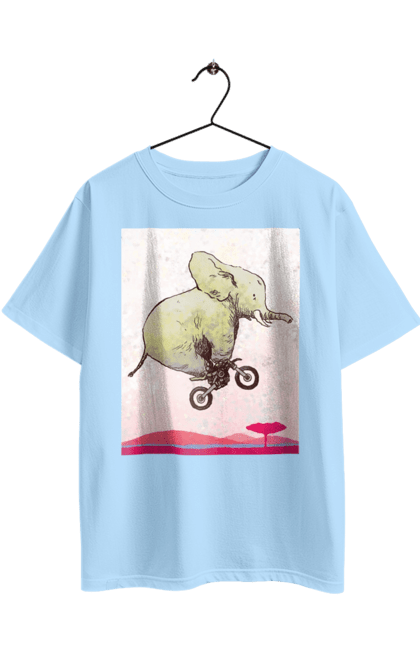 Oversized t-shirt with prints Elephant On A Motorcycle. Elephant, flight, motorcycle. 2070702