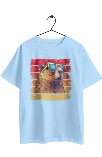 Футболка оверсайз з принтом "Капібара". Capybara, водосвинка, гризун, капібара, окуляри, тварина. 2070702