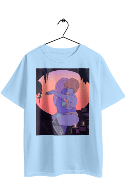 Футболка оверсайз с принтом Фиолетовые Девушки Обнимаются. Закат, обними. 2070702