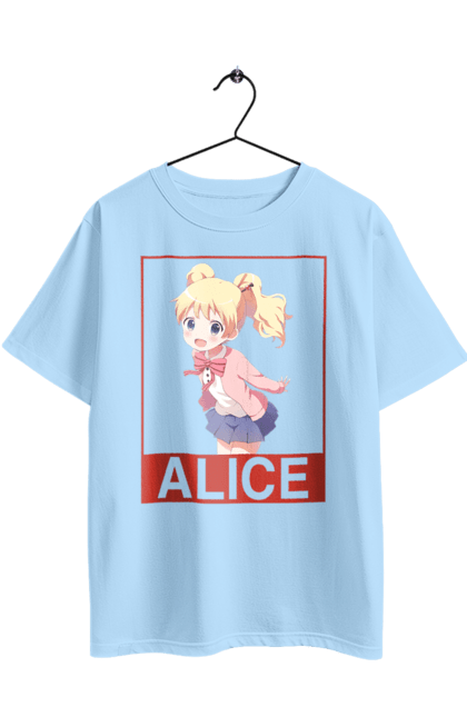 Oversized t-shirt with prints Kiniro Mosaic Alice Cartelet. Alice, alice cartelet, anime, gold mosaic, kiniro mosaic, kinmoza, manga. 2070702