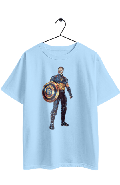 Футболка оверсайз з принтом "Капітан Україна Зеленський арт". Володимир зеленський, зеленський, капітан америка, капітан україна, україна. 2070702