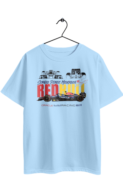 Oversized t-shirt with prints Red Bull Racing RB19. Auto, automobile, bolide, car, formula 1, race, red bull, sport. 2070702