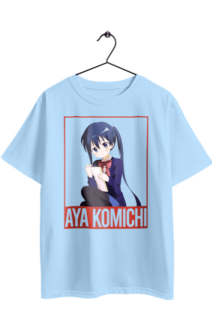 Футболка оверсайз с принтом Золотая мозаика Ая Комити. Anime, aya komichi, kiniro mosaic, kinmoza, manga, аниме, ая комити, золотая мозаика, комити, манга. 2070702