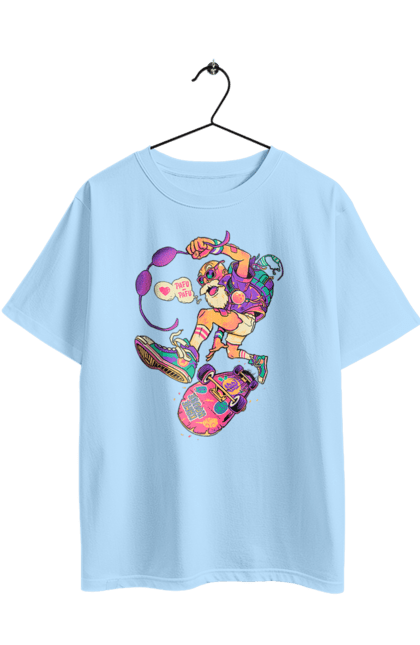 Футболка оверсайз з принтом "Дід на хвилі". Будь молодим, вогонь, ганяй, грай, дід та скейт, драйв, крутий дід, молодість у душі, спорт, старість. 2070702