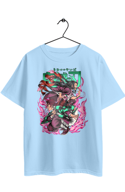 Футболка оверсайз з принтом "Винищувач Демонів Танджіро". Demon slayer, kamado tanjiro, kimetsu no yaiba, аніме, винищувач демонів, манга, танджіро, танджіро камадо. 2070702