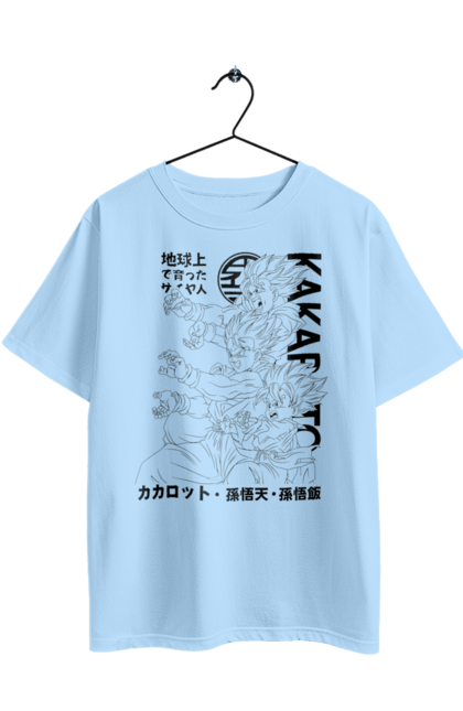 Oversized t-shirt with prints Dragon Ball. Anime, dragon ball, goku, manga, tv series, vegeta. 2070702