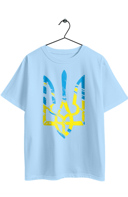 Oversized t-shirt with prints With Coat of Arms. Coat of arms, patriotic, trident, with a trident. 2070702