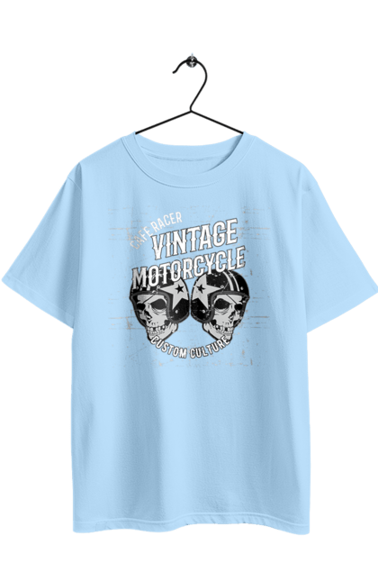 Oversized t-shirt with prints moto cargo. Helmet, moto, skull, vintage. 2070702