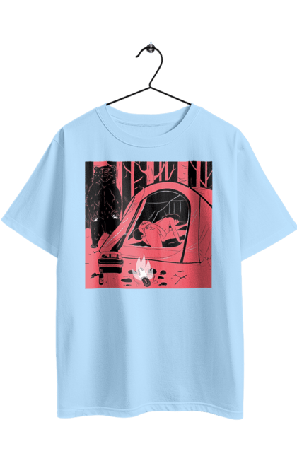 Футболка оверсайз з принтом "69 В Палатці". 69, ведмідь, ліс, палатка, секс. 2070702