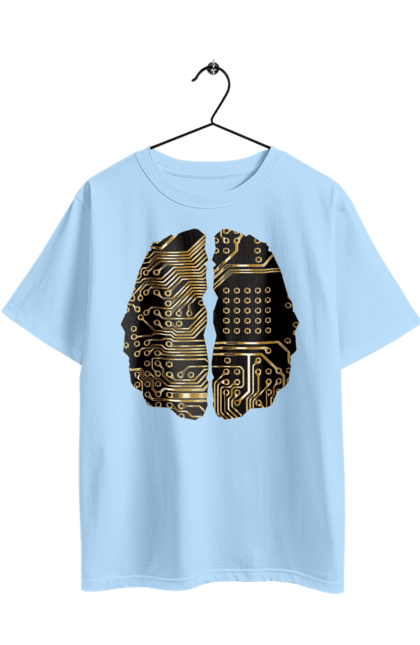 Футболка оверсайз з принтом "Мозок Айті". Айті, айтішник, гик, знання, золотий, золото, інженер, кібер, кібернетика, кіборг, код, комп, кристал, мікросхема, мозок, програміст, професіонал, професія, розробник, розум, чіп. 2070702