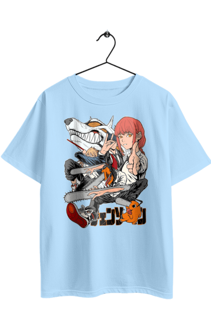 Футболка оверсайз з принтом "Людина Бензопила". Anime, chainsaw man, denji, manga, pochita, аніме, денджі, людина-бензопила, манга, почіта. 2070702