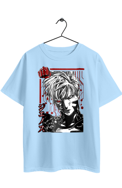 Футболка оверсайз з принтом "Ванпанчмен Генос". Genos, one punch man, аніме, ванпанчмен, генос, демон, кібер, кібер-демон, манга, супергерої. 2070702