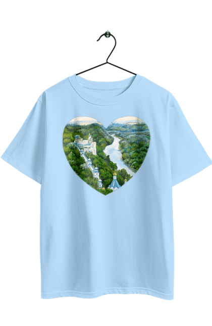 Oversized t-shirt with prints Святогорская лавра. Church, donetsk region, forest, landscape, monastery, river, svyatogorsk, ukraine. 2070702
