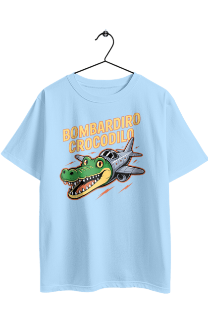 Футболка оверсайз з принтом "Bombardino Crocodilo". Bombardino, bombardino crocodilo, crocodilo, бомбардиро крокодило, бомбардіно крокоділо, крокодил, крокодил літак, крокодил мем, мем бомбардине крокодило, меми. 2070702