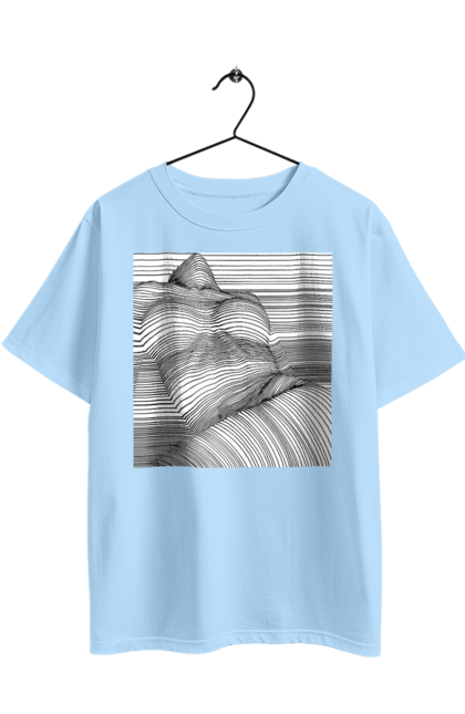 Футболка оверсайз з принтом "Дівчина В Смужку". Гола, сиськи. 2070702