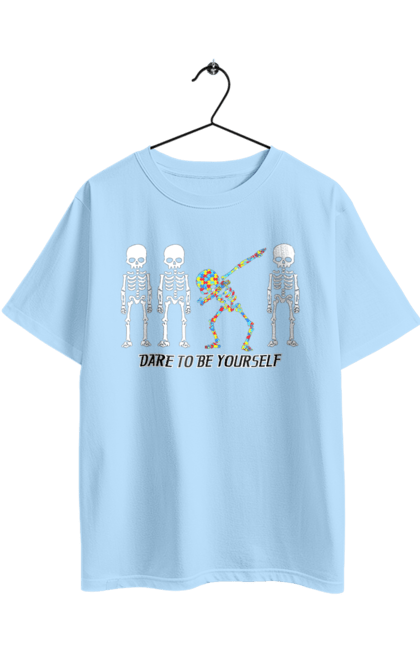 Oversized t-shirt with prints Dare to be yourself. Be yourself, creativity, dancing skeleton, individuality, personality, self-expression, skeleton. 2070702