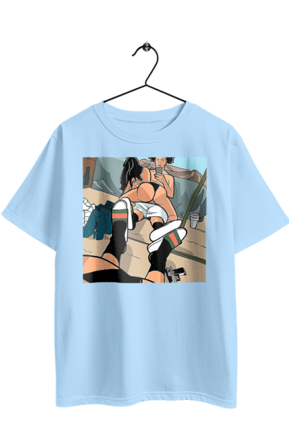 Футболка оверсайз з принтом "Голе Селфі У Дзеркалі". Жопа, зверху, селфі. 2070702