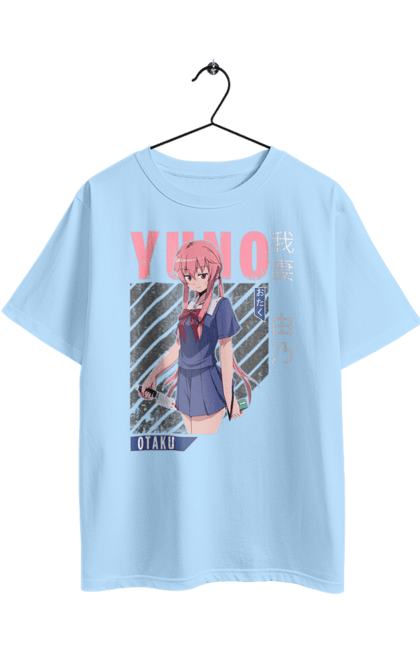 Футболка оверсайз з принтом "Щоденник майбутнього Юно Гасай". Anime, future diary, manga, survival game, yuno gasai, аніме, манга, щоденник майбутнього, юно гасай. 2070702