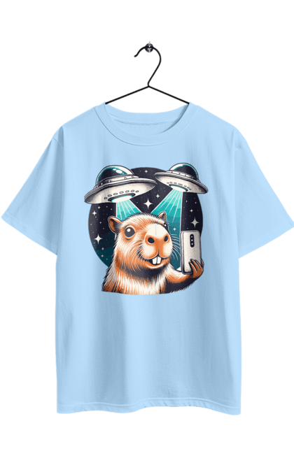 Oversized t-shirt with prints Capybara. Aliens, animal, capybara, rodent, space, ufo. 2070702