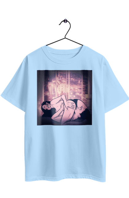 Футболка оверсайз з принтом "Дорослі Ігри На Тлі Міста". Гола, кохання, лизати, трусики. 2070702