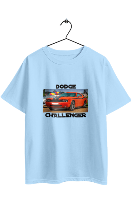 Футболка оверсайз з принтом "Додж челенджер". Авто, автомобіль, американська легенда, додж челенджер, класичне авто, культовий автомобіль, масл кар, потужний автомобіль. 2070702