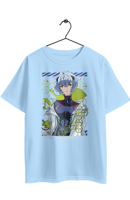 Футболка оверсайз з принтом "Євангеліон Рей". Аніме, аянамі, єва, єва 00, євангеліон, манга, меха, рей, синдзі. 2070702