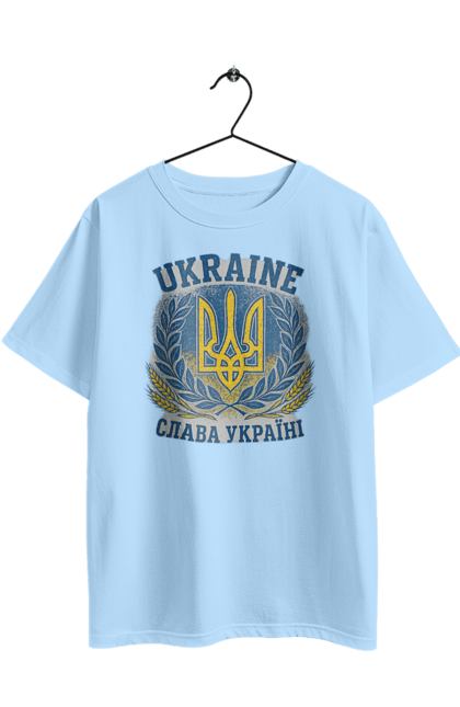 Футболка оверсайз з принтом "Слава Україні". Герб україни, героям слава, жовто блакитний, патріотичні, прапор україни, слава україні, тризуб, україна, українська символіка, українські. 2070702