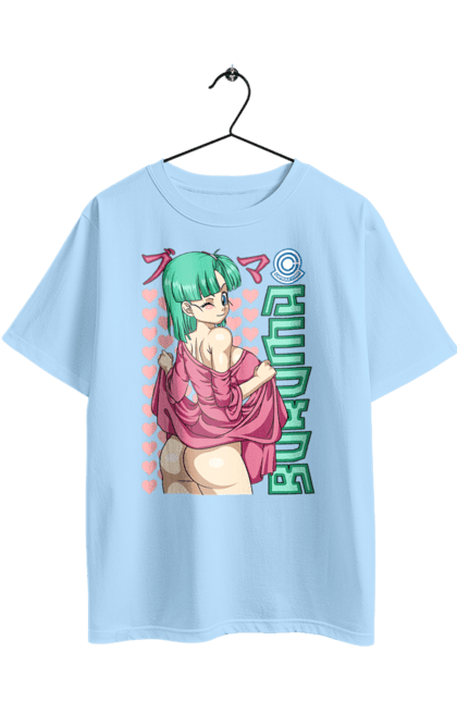 Oversized t-shirt with prints Dragon Ball Bulma. Anime, bulma, dragon ball, goku, manga, tv series, vegeta. 2070702