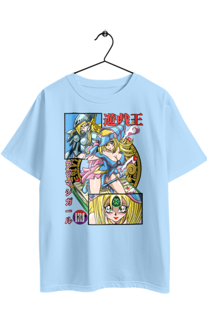 Oversized t-shirt with prints Yu Gi Oh! Dark Magician Girl. Anime, black magician, dark magician, dark magician girl, manga, yu gi oh, yugio. 2070702