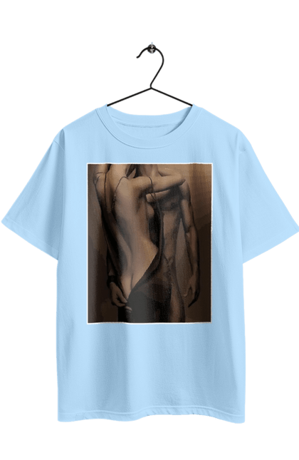 Футболка оверсайз з принтом "Інтрига". Взаємність, захоплення, інтрига, любов, неможливо встояти, секс, чоловік і жінка. 2070702