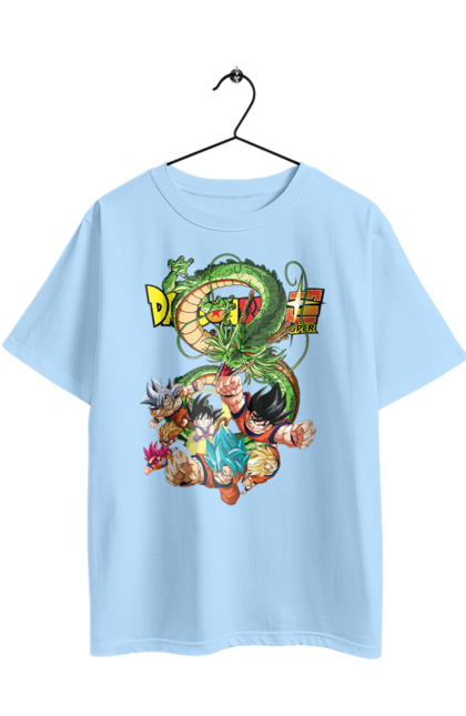 Oversized t-shirt with prints Dragon Ball. Anime, dragon ball, goku, manga, tv series, vegeta. 2070702