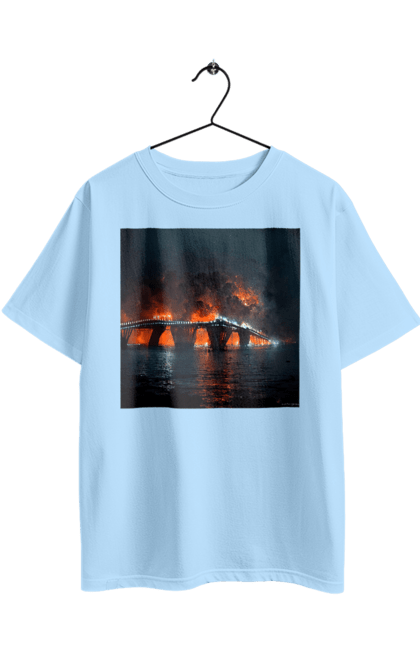 Футболка оверсайз з принтом "Кримський мост горить". Армія росії, армія україни, годить, зсу, крим, мост, удар, удар зсу. 2070702