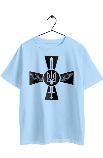 Футболка оверсайз з принтом "Україна герб". Герб, крила, меч, україна. 2070702