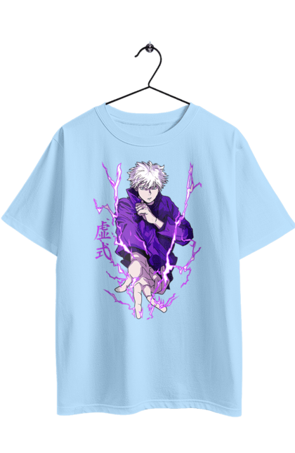 Футболка оверсайз з принтом "Магічна битва Годжо". Anime, gojo, jujutsu kaisen, manga, аніме, годжо, магічна битва, манга, містика, темне фентезі. 2070702