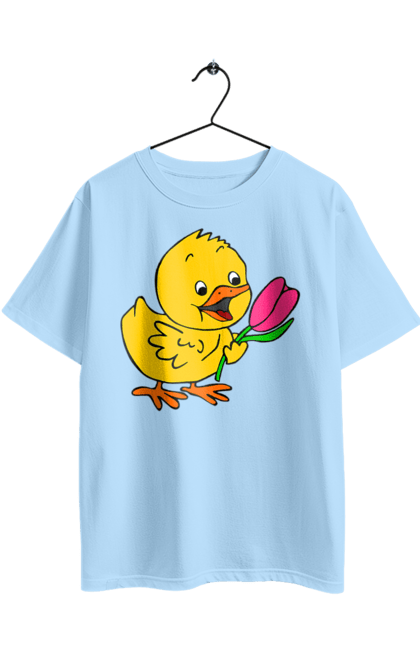 Oversized t-shirt with prints Chicken With A Tulip. Chick, tulip. 2070702