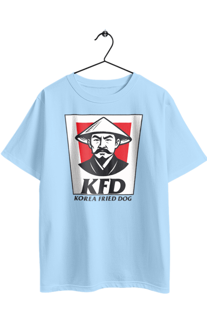 Футболка оверсайз з принтом "Korea Fried Dog". Бренди, гумор, жартівливі, кфц, літні, прикольні, смішні, фаст-фуд. 2070702
