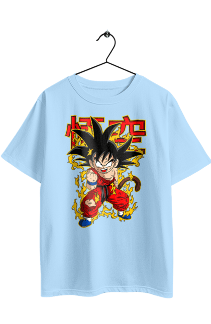 Oversized t-shirt with prints Dragon Ball Son Goku. Anime, dragon ball, goku, manga, son goku, tv series. 2070702