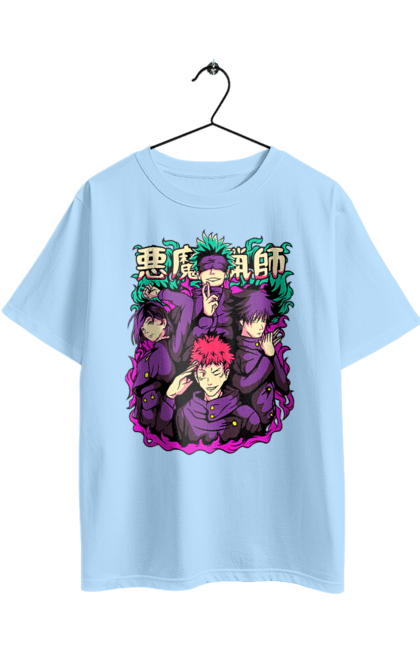 Футболка оверсайз з принтом "Магічна битва". Anime, jujutsu kaisen, manga, аніме, ітадорі, магічна битва, манга, містика, сукуна, темне фентезі. 2070702