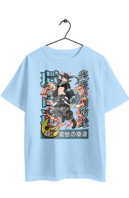 Футболка оверсайз с принтом Пламенная бригада пожарных Тамаки Котацу. Fire force, tamaki kotatsu, котацу, пламенная бригада, пожарник, тамаки, тамаки котацу. 2070702